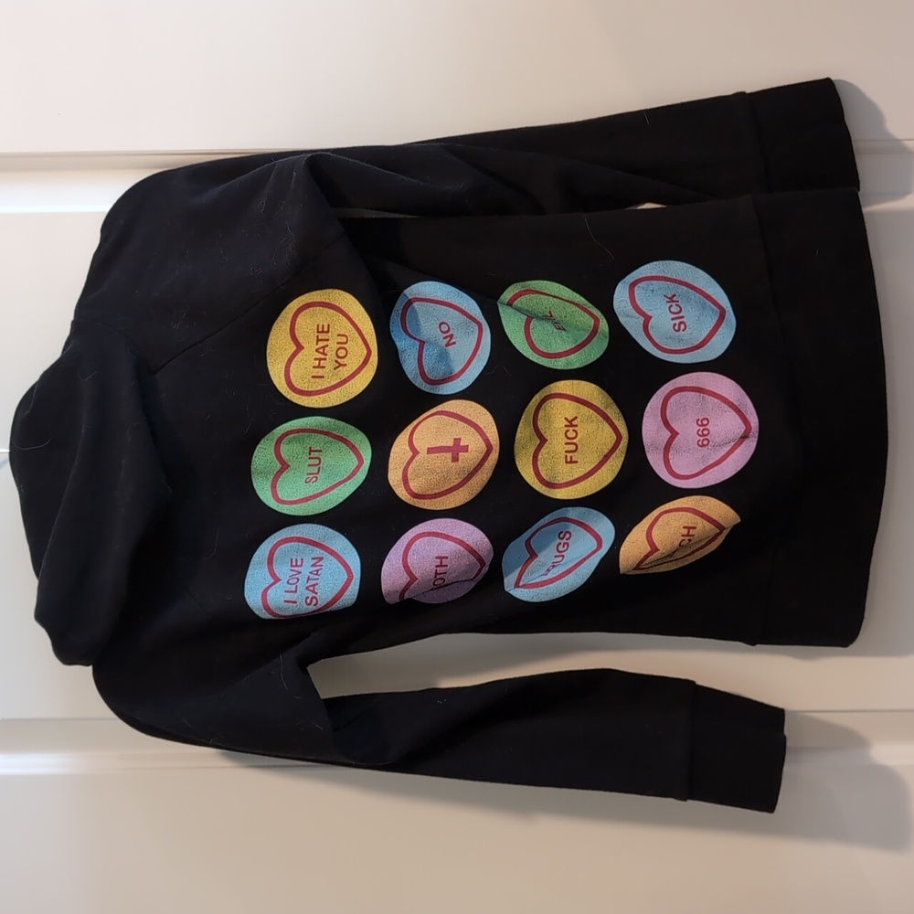 RARE Dark side hate hearts pastel goth hoodie m